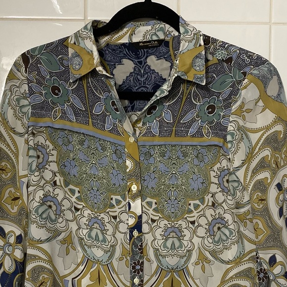 NWOT Mossimo Dutti Paisley Ling Sleeve Bottom Up Shirt Size 2 - Picture 6 of 14
